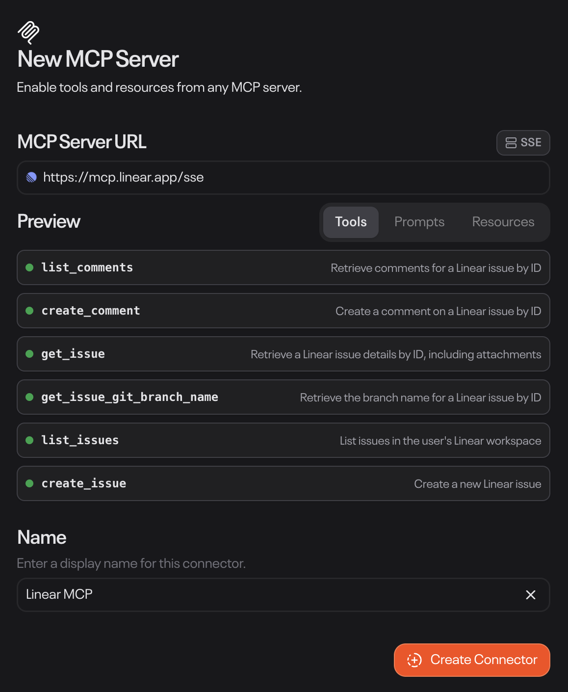 Finalize MCP connector