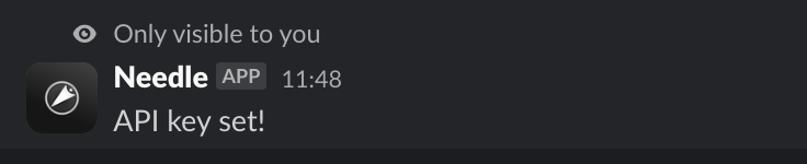 API Key confirmation message