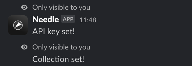 Collection confirmation message