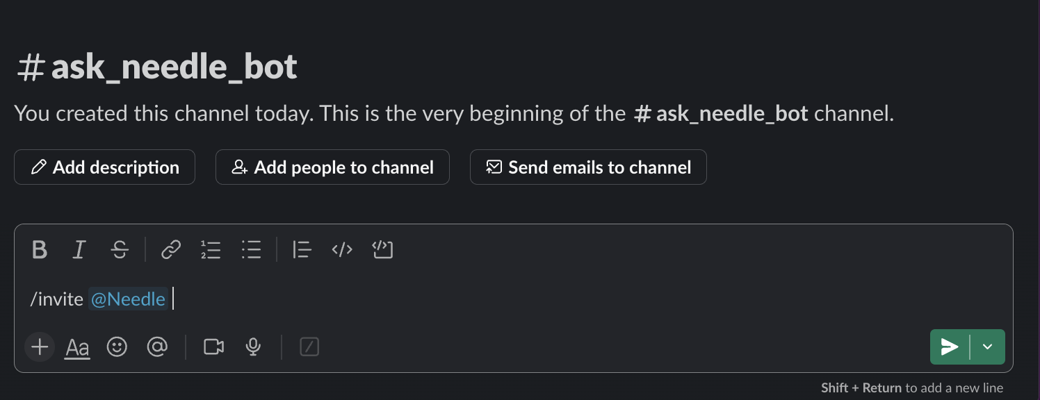 Invite Slackbot message